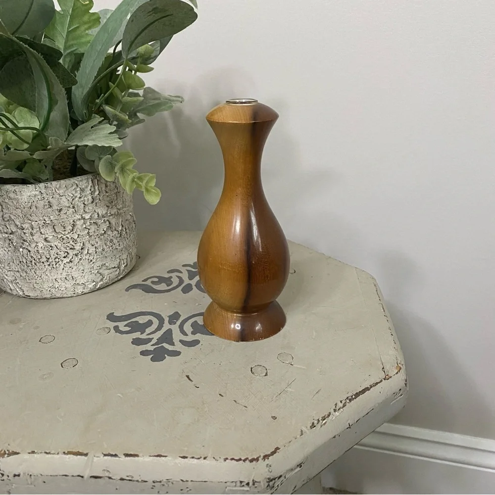 Vintage Mid Century Modern Wood Bud Vase